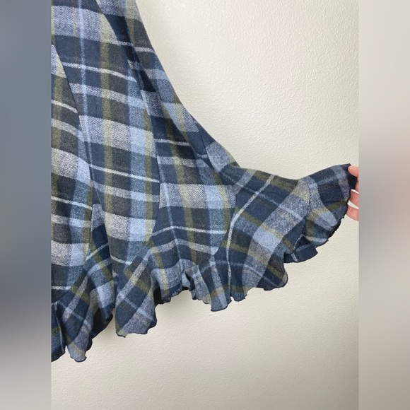 VTG Women's 100% Wool Tulip Hem Plaid Midi Skirt Blue Green Doy.C. By Camellia M - Picture 8 of 16